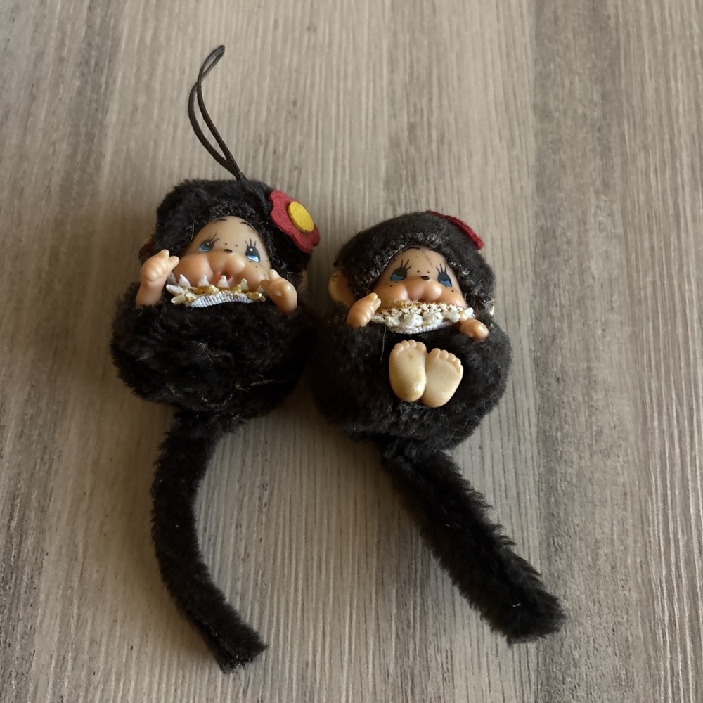 Vintage Monchhichi Suction Cup Mini Size Lot Of 2 - See Notes